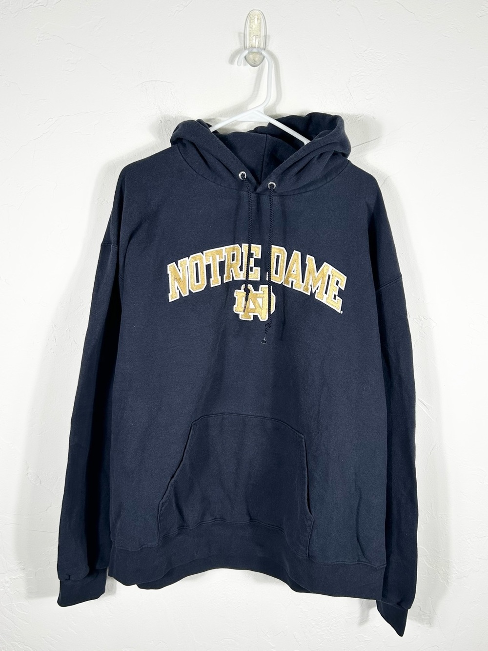 👁️ VTG Champion Eco Notre Dame Fighting Irish Hoodie Sweatshirt Navy Blue 2XL